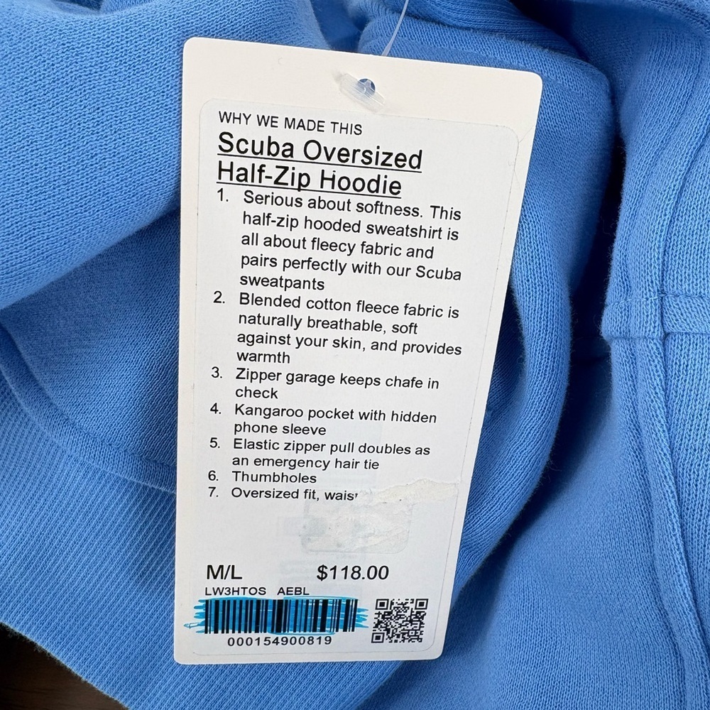 Lululemon Scuba Oversized Half-Zip Hoodie Aero Blue - Picture 7 of 11